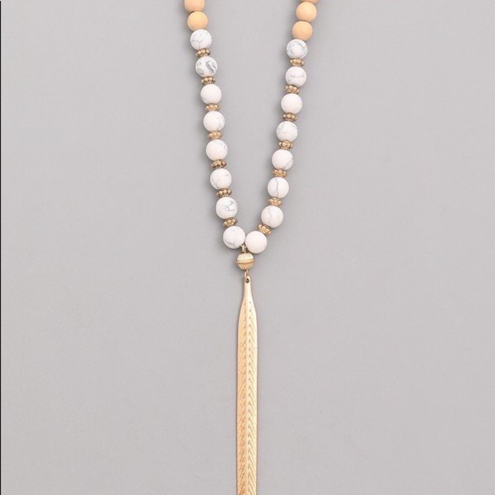 Long wood bead necklace
